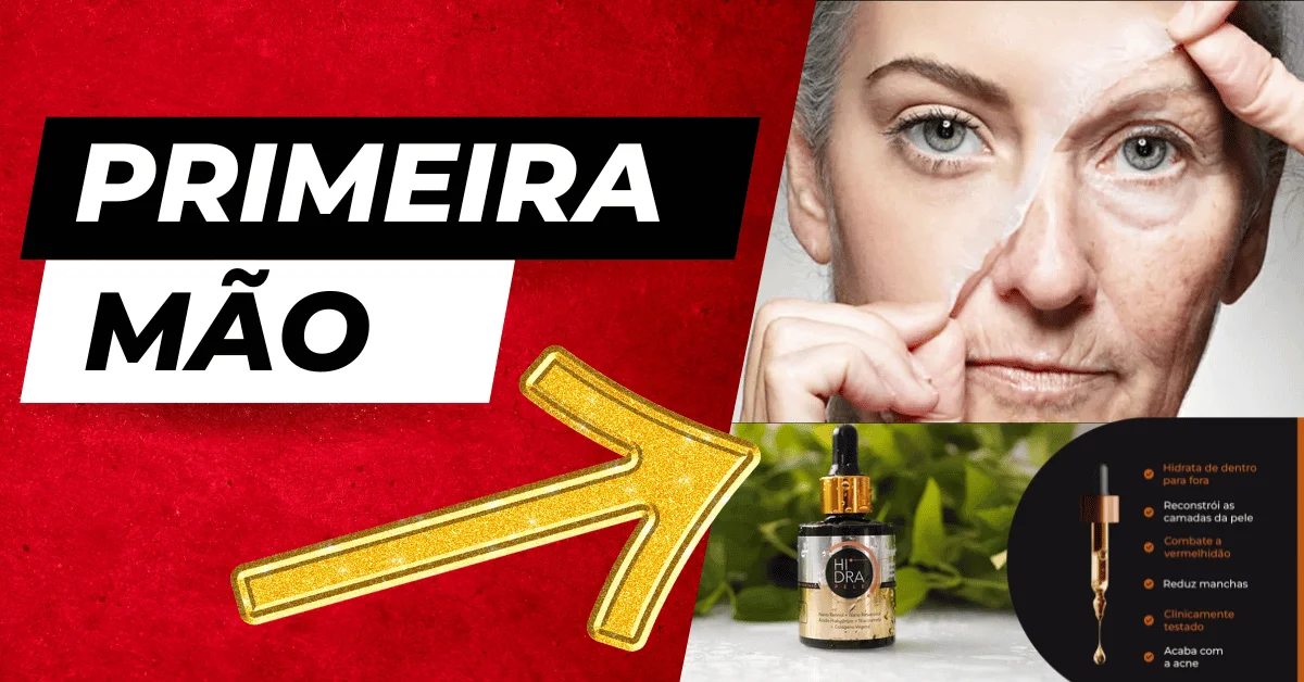 Mulher aplicando Hidra Pele sérum facial anti-idade com tecnologia avançada para redução de rugas e manchas