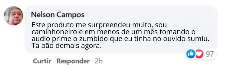 depoimento positivo de Nelson Campos sobre a eficácia do Audio Prime no tratamento de zumbido